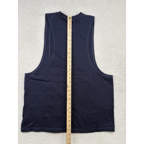 Gymshark Premium Lifting Drop Arm Tank Large Regular Fit Navy Gym Workout Muscle - Picture 6 of 6